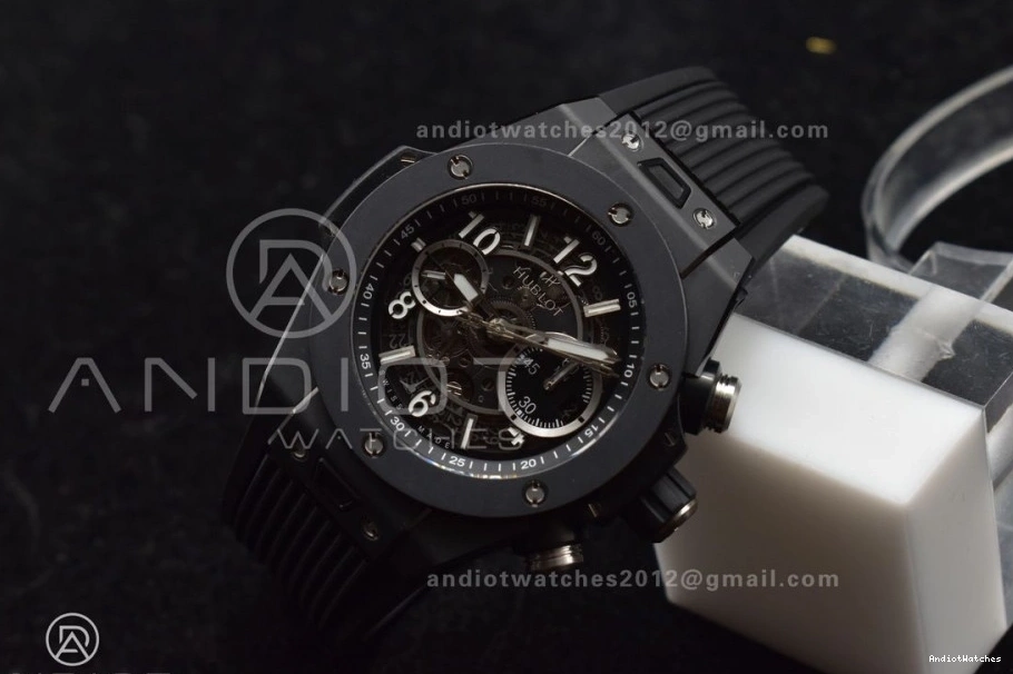 A 893 Black Rubber ZF Edition Skeleton on Dial Bang Strap Hublot BestValue 1:1 Unico Best Black Big Full 0105